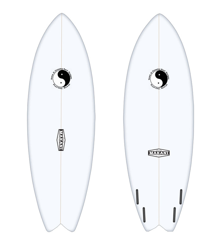 Soul Fish surfboard in white – deck and bottom
