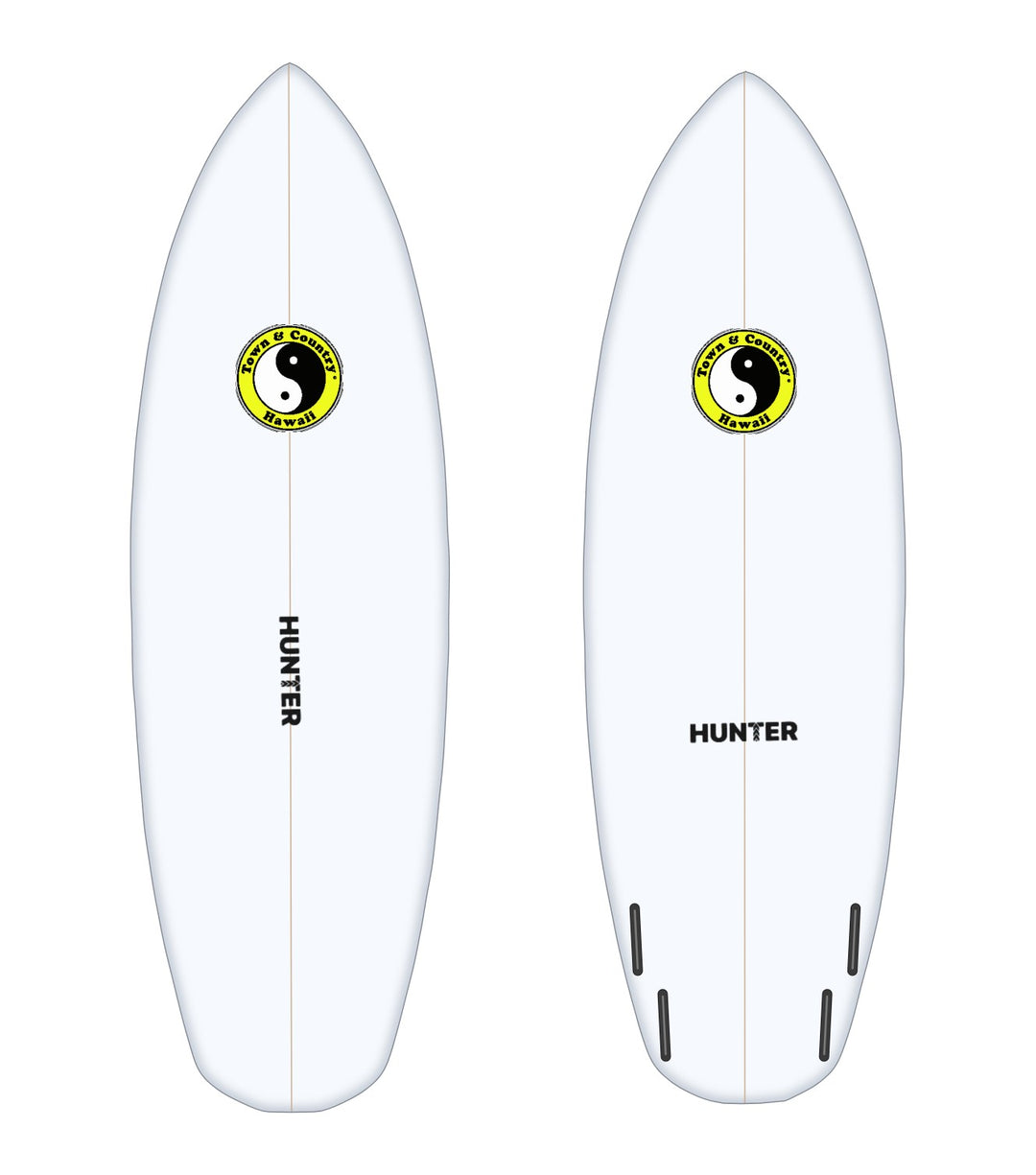Tiny Terror surfboard in white – deck and bottom