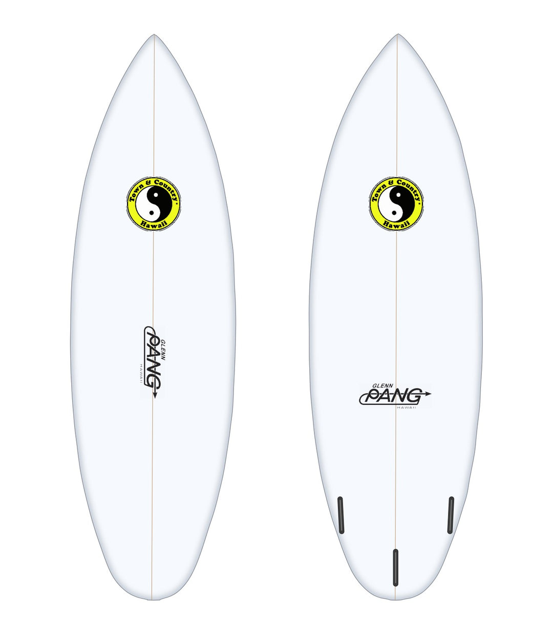 TM-1 surfboard in white – deck and bottom