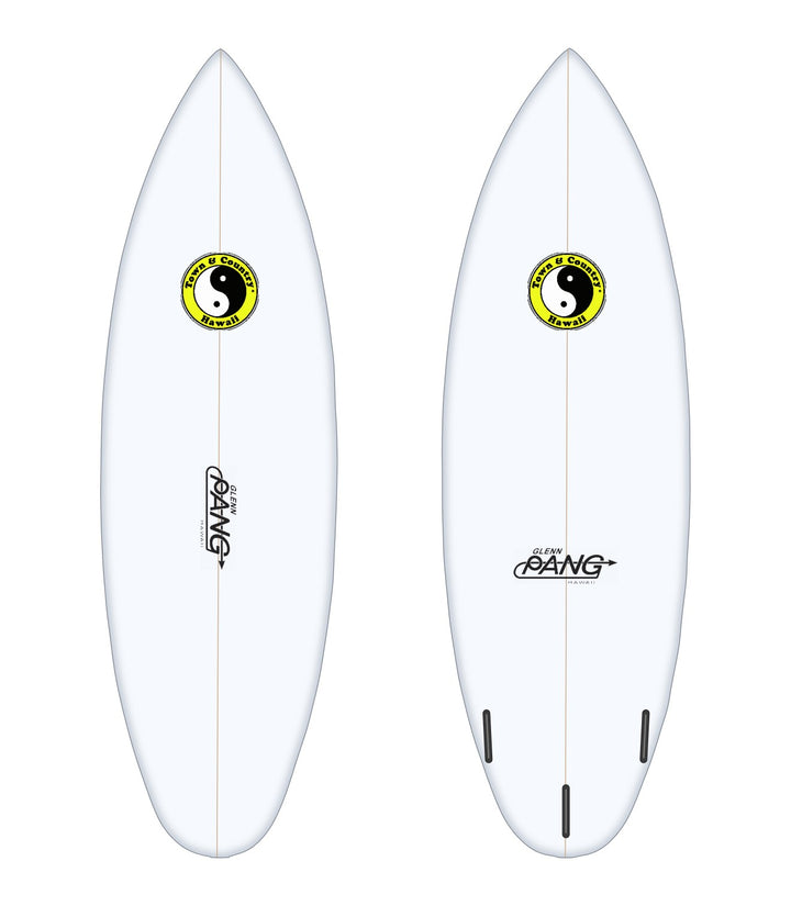 TM-1 surfboard in white – deck and bottom
