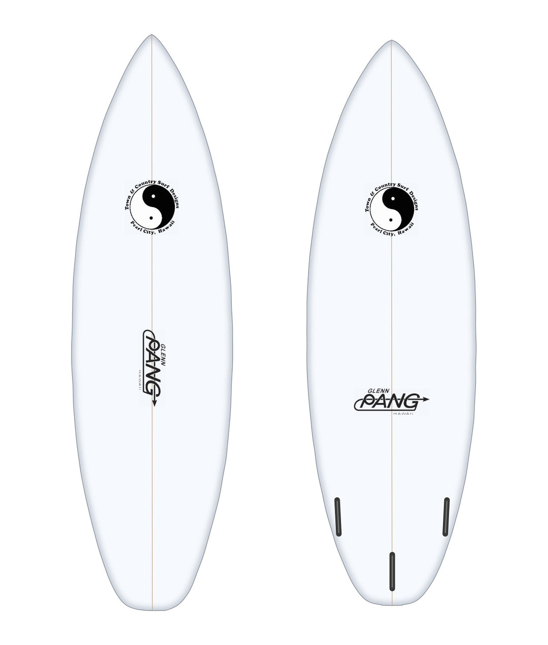TM-2 surfboard in white – deck and bottom