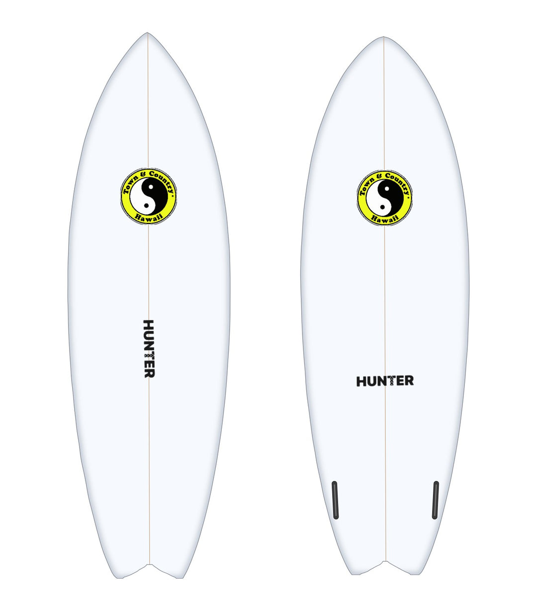 Uhu surfboard in white – deck and bottom