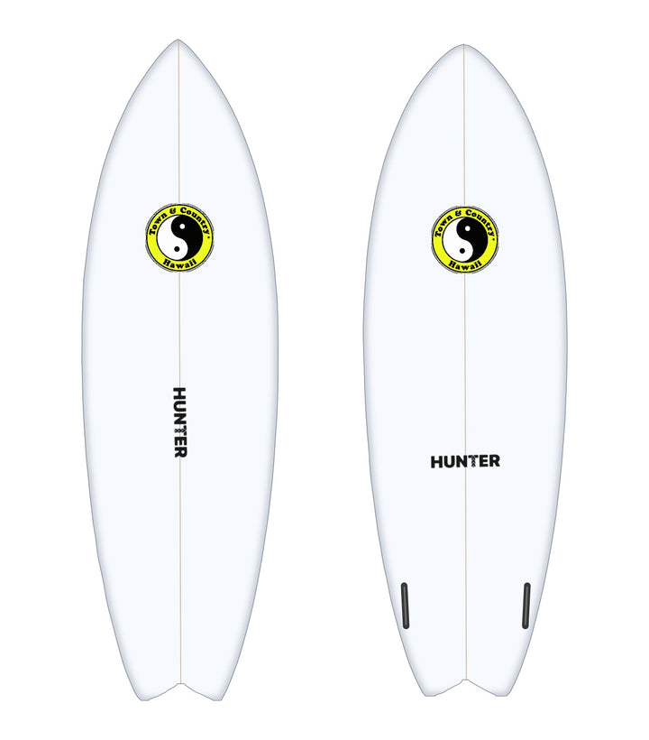 Uhu surfboard in white – deck and bottom