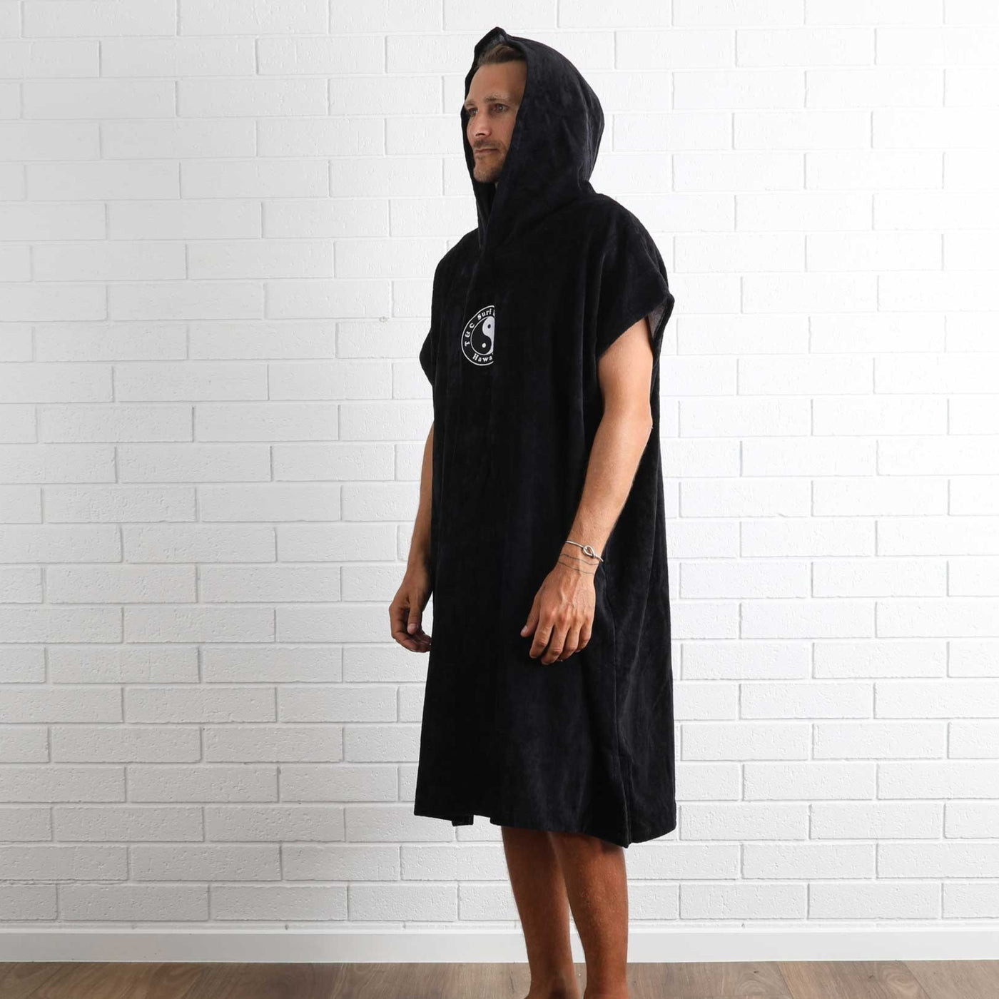 Yin Yang Hooded Towel - Black
