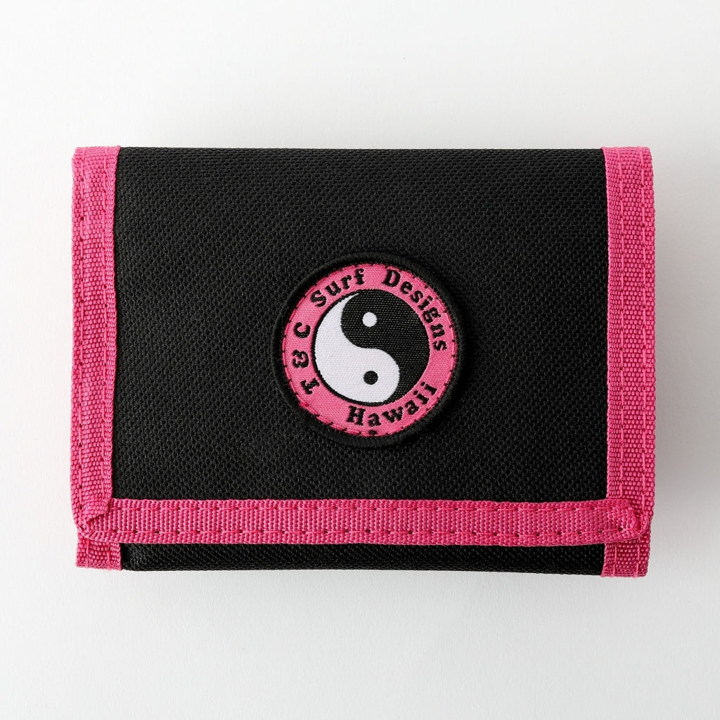 Nylon Velcro Wallet - Black / Pink