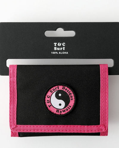 Nylon Velcro Wallet - Black / Pink